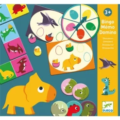 Djeco Dino Bingo, Memorie, Domino 3 In 1 DJ08132