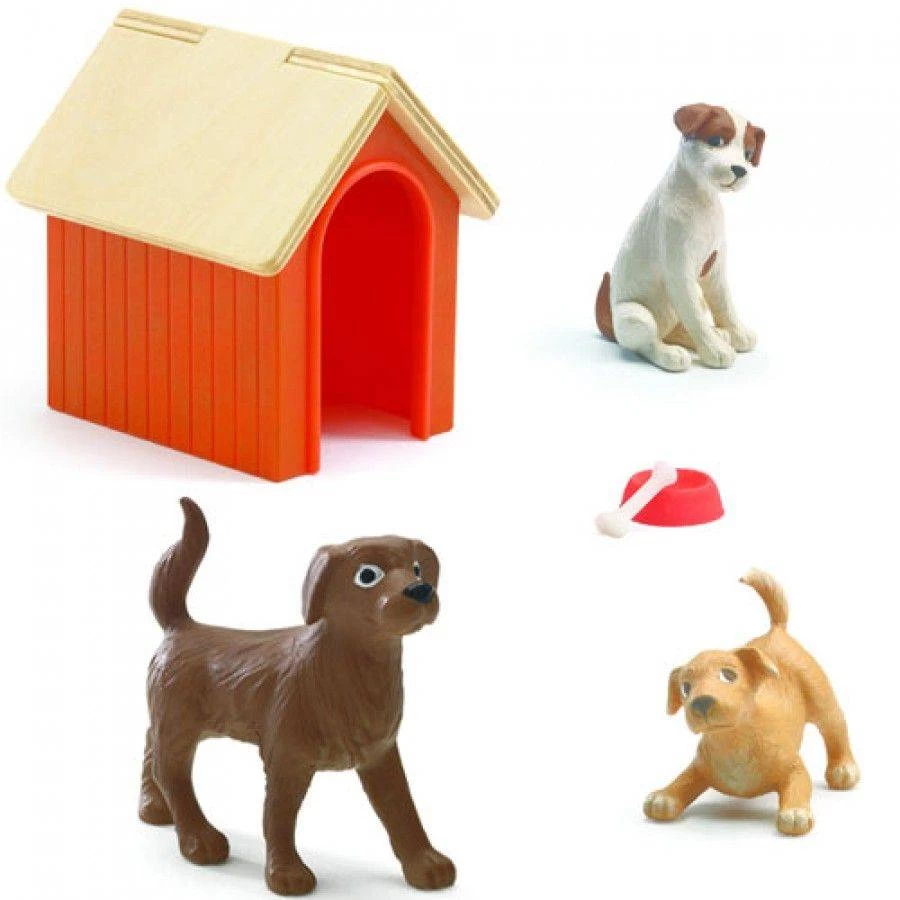 Djeco Poppenhuis Honden Met Hondenhok - Set Van 3 DJ07818 1 Djeco Poppenhuis Honden Met Hondenhok - Set Van 3 DJ07818