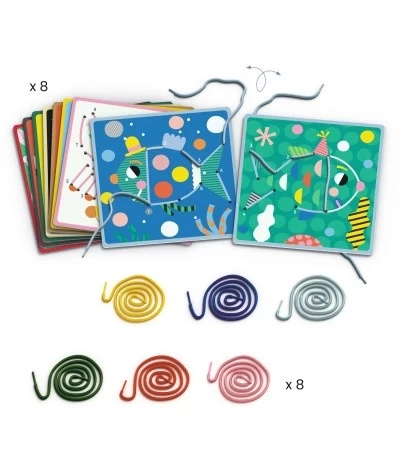 Djeco Rijgkaarten - Leren Tellen - DJ08326 2 Djeco Rijgkaarten - Leren Tellen - DJ08326 - Afbeelding 2