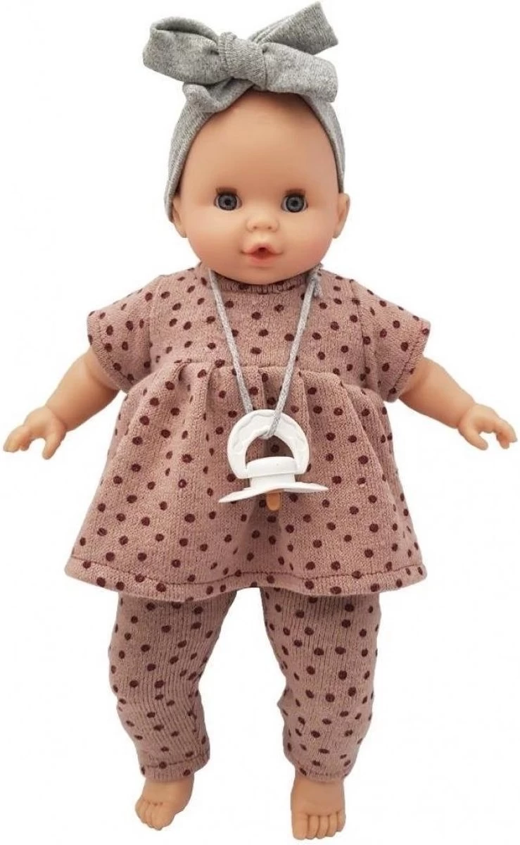 Paola Reina Pop Sonia (bruin/stip) Zonder Mechanisme (36cm) PR48025 1 Paola Reina Pop Sonia (bruin/stip) Zonder Mechanisme (36cm) PR48025