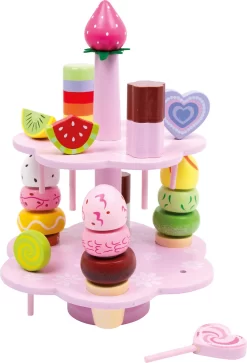 Kinderspeelgoed -Kinderspeelgoed small foot houten etagere met lekkernijen 1